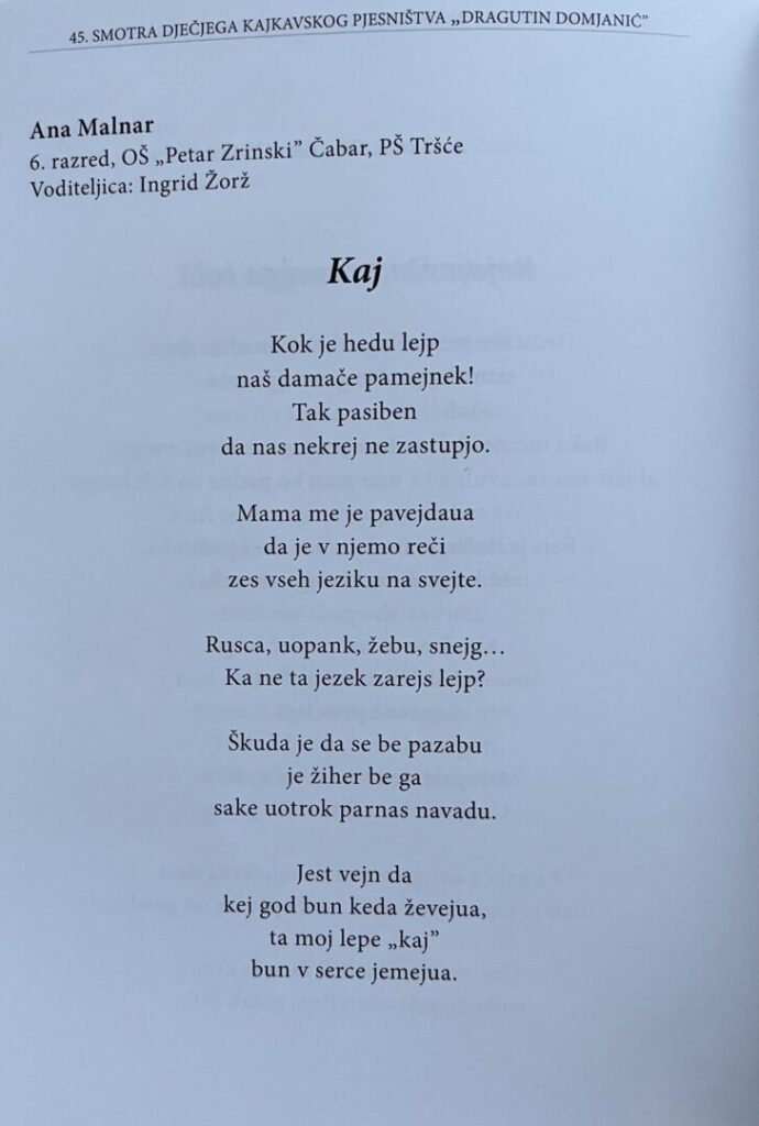 Pjesma "Kaj" učenice Ane Malnar